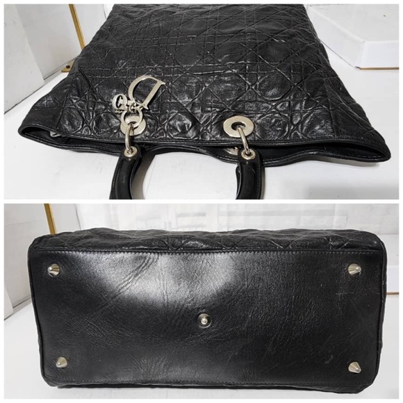 Authentic Christian Dior Soft Lambskin Quilted Tote Black - Picture 8 of 12